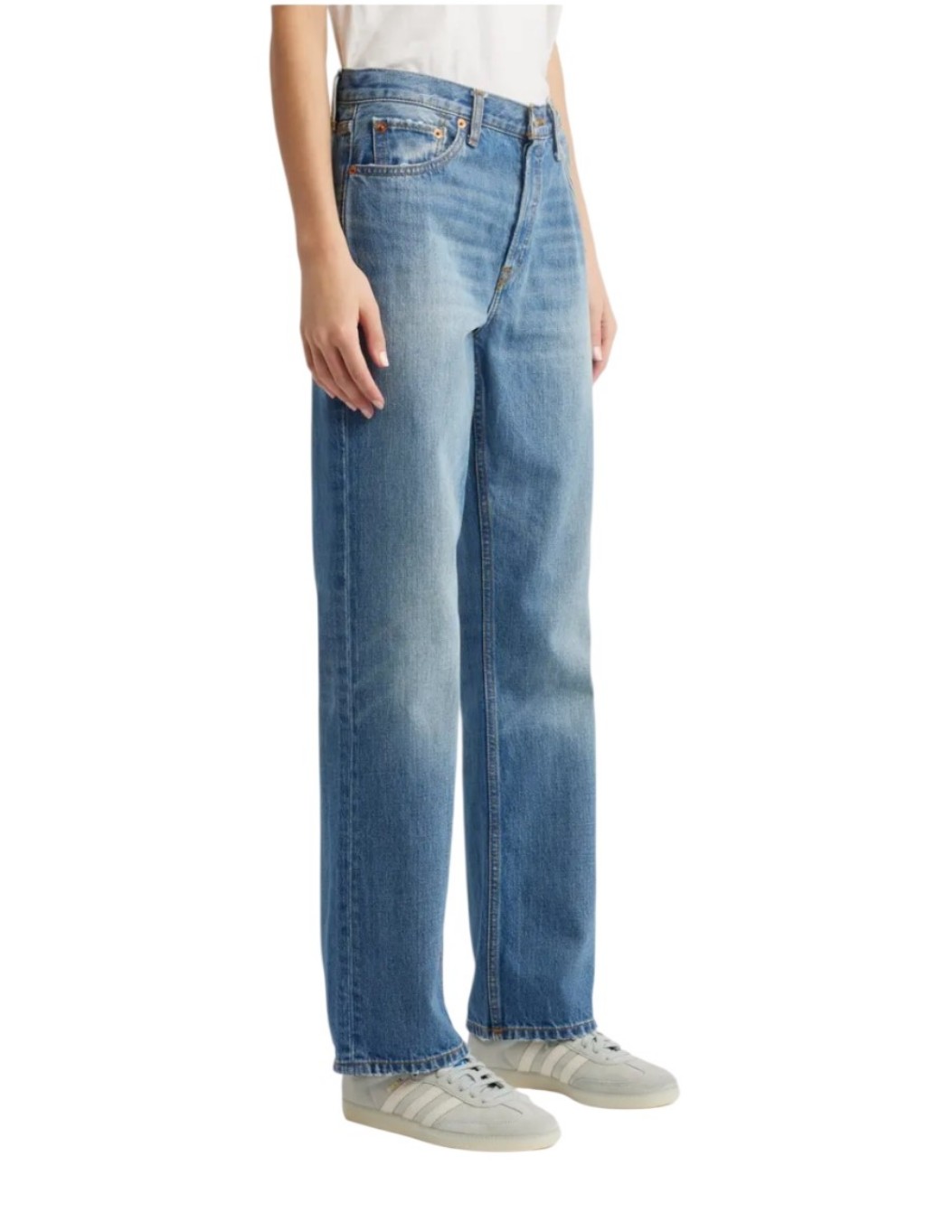 Redone The Standard Blue Jeans Blasted Med Wash Classic Worn In Vintage Look